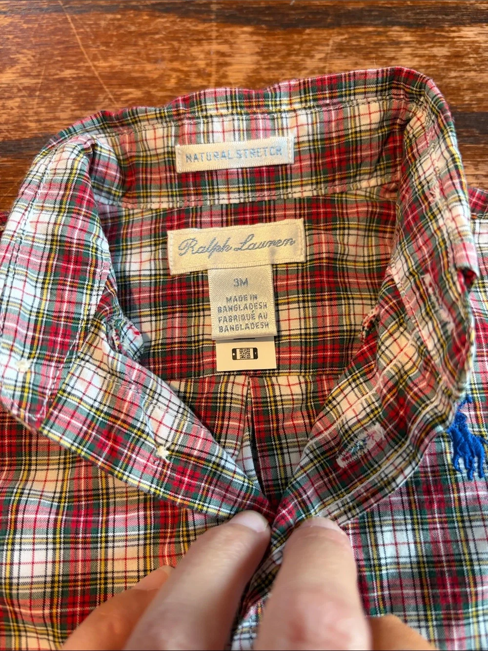 Ralph Lauren Boys Plaid Button-Down Shirt in Red, Green & White
